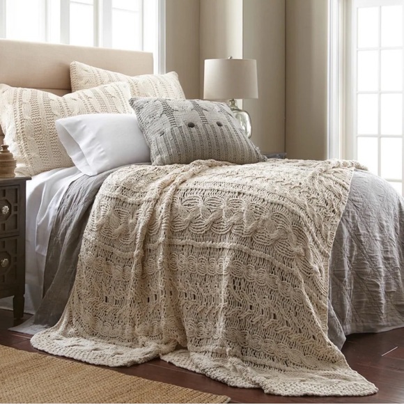 Exquisite Vintage Handmade Crochet Star Shaped Linen Bedspread Throw Table Cover - Picture 11 of 16